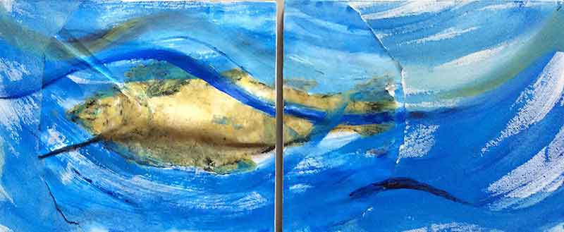 Gemälde Totenmaske eines Fischs von Sabine Engert