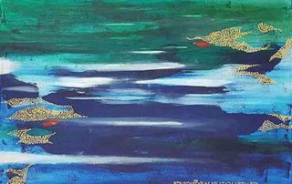 Acrylics on Canvas, Tirta Empul no 1 by Sabine H. Engert